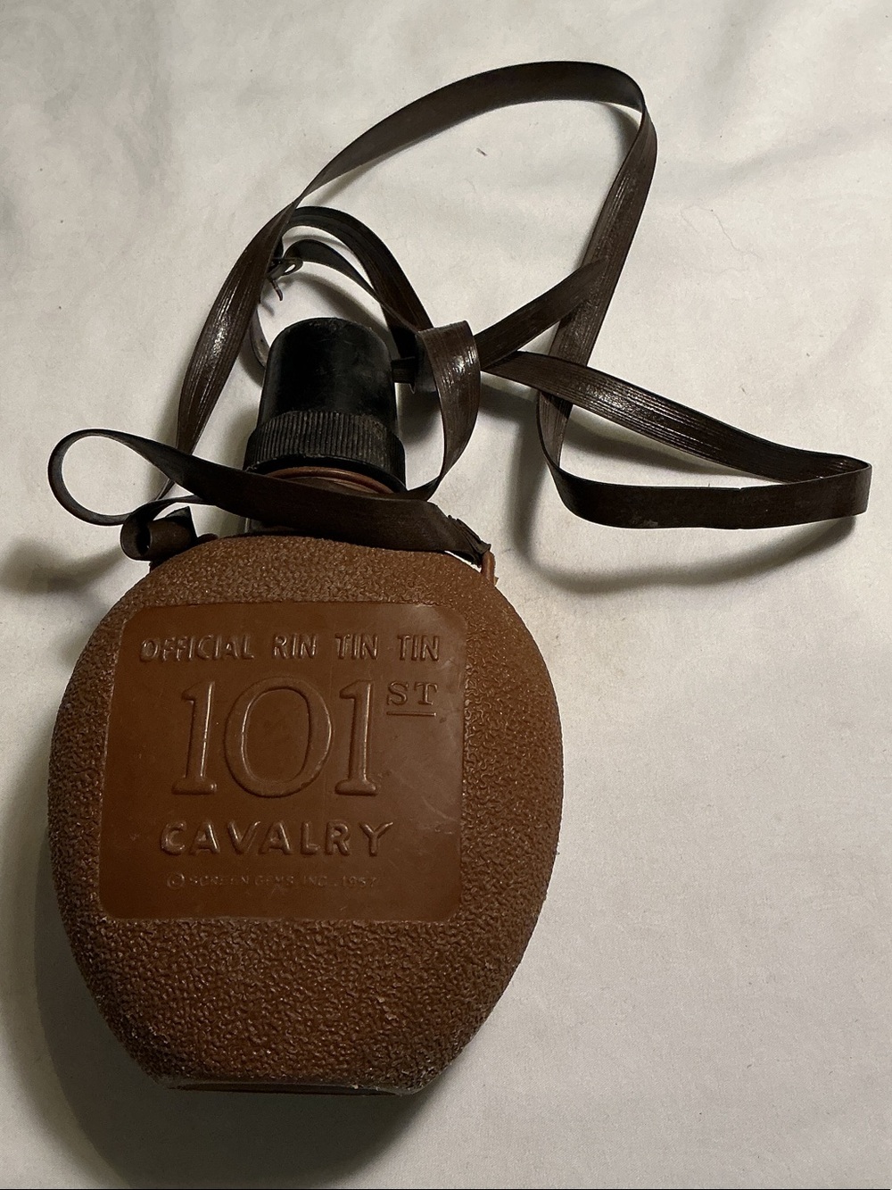 Antique Rin Tin Tin 101st Cavalry Brown Retro Canteen Decor Bottle with Strap